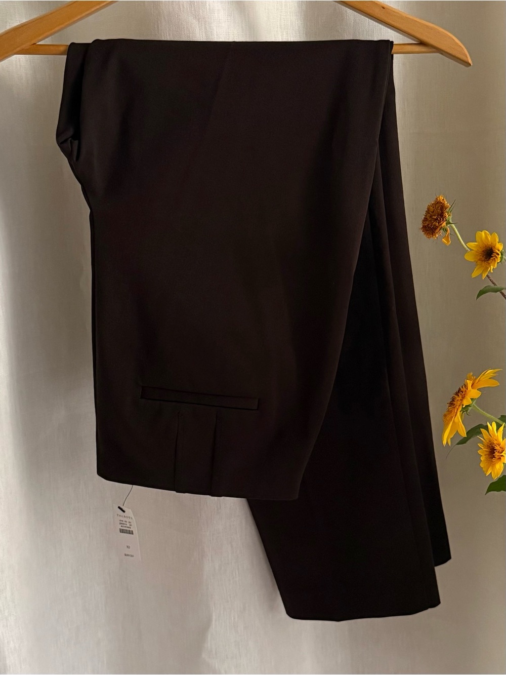 NWT Talbots Dress Pants 10 Dark Brown Straight Leg Side Zip Classic Trouser